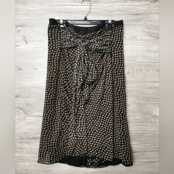 🤎 MELISSA NEPTON Brown Chiffon Midi Skirt Size Large - Picture 1 of 5